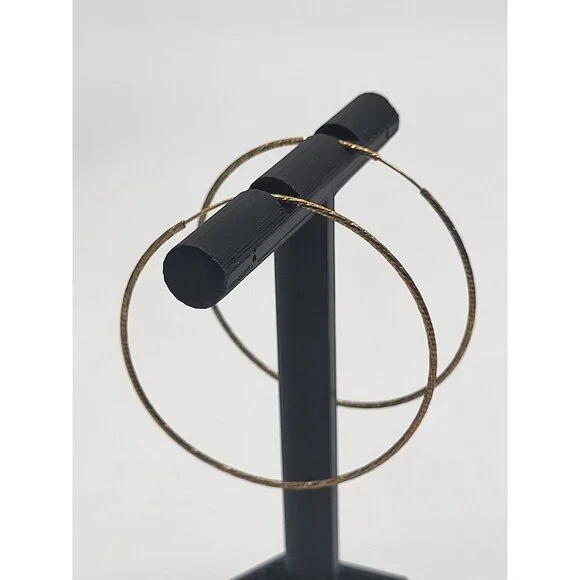 VTG Dyadema Sterling Silver 925 Textured Thin Hoop Earrings - Picture 1 of 9